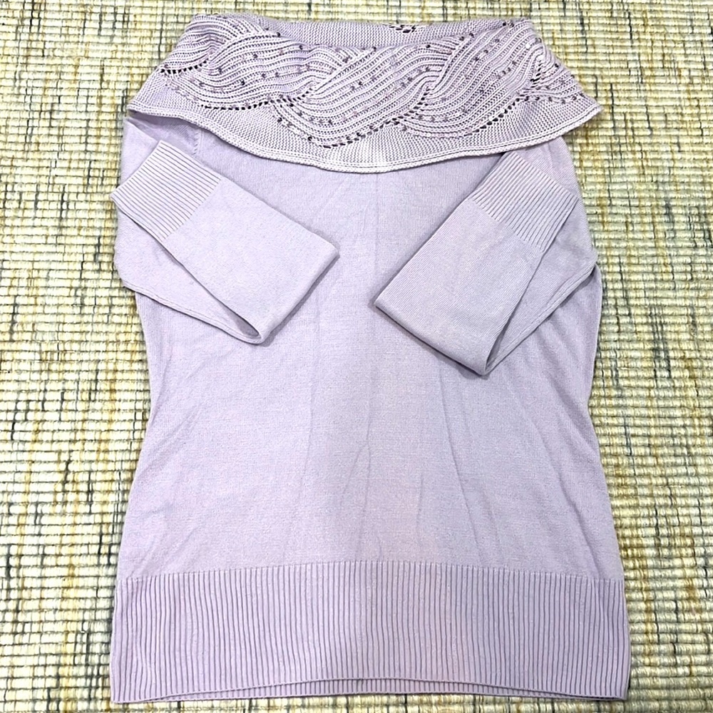 Soft purple lavender with sequins around neck sweater New York & Company